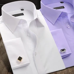 Men's Dress Shirt French Cuff Button Tuxedo Shirt With Cufflinks Long Sleeve Wedding Formal Party Clothing Camisa Masculina