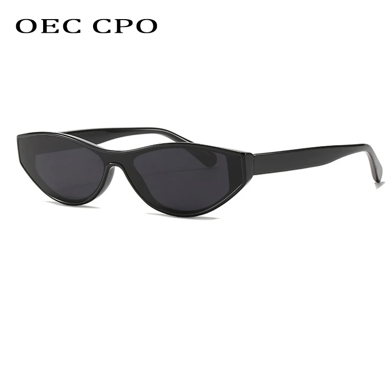 Oec cpo Mode kleine einteilige Sonnenbrille Frauen Vintage Cat Eye Sonnenbrille für weibliche Marke einzigartige Punk-Farben uv400 oculos