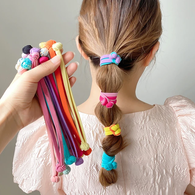 Wiązana gumka do włosów elastyczne opaski do włosów krawaty Scrunchie opaski do włosów podwójny węzeł kobiety kokarda uchwyt na kucyk akcesoria do włosów nakrycie głowy