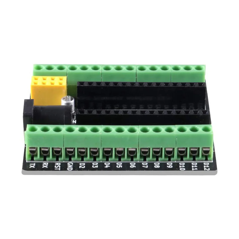 Nano V3.0 AVR ATMEGA328P เทอร์มินัลอะแดปเตอร์ขยายบอร์ด NRF2401 + อินเทอร์เฟซ DC สำหรับ Arduino