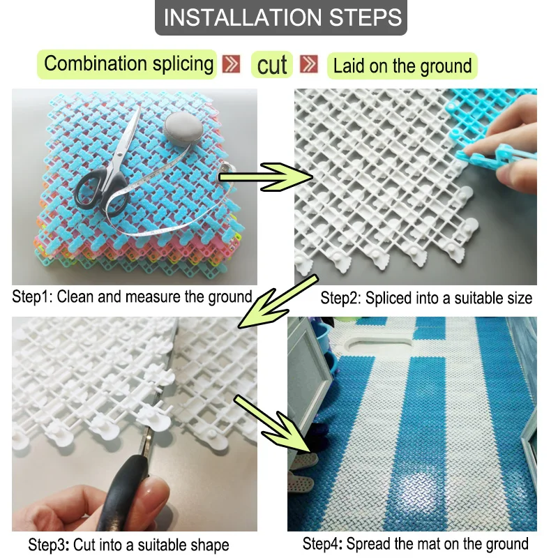 DIY Non Slip Bathroom Splicing Mat Candy Colors Combination Mesh Drainage Massage Floor Carpet For Laundry Room Shower Bathroom