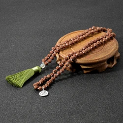 108 Mala Bead Knotted Necklace Orginal Rudraksha Rosary Meditation Prayer Yoga Jewelry for Men and Women