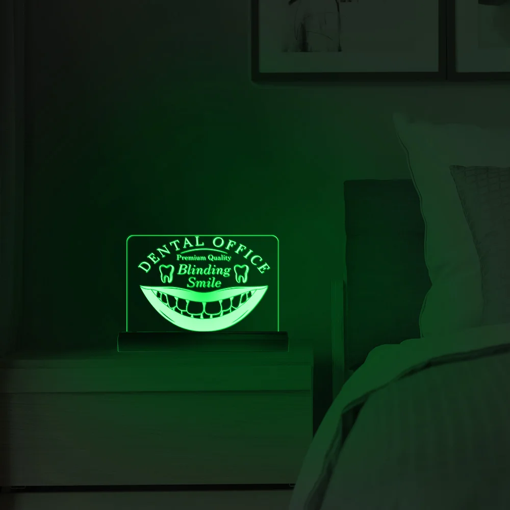 Blinding Smile Handmade LED Lamp With Remote Control Oral Health Modern Design 3D Visual Table USB Light Dentist Office Decor