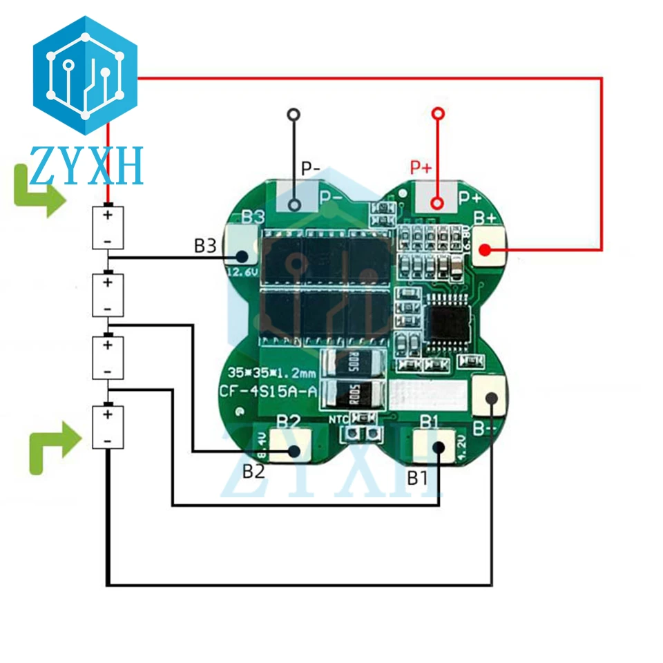 Bms 4s 18a 12a 16.8v 18650リチウム電池パック充電ボード過負荷/短絡保護バッテリー/電動工具