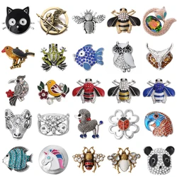 6pcs/lot Snap Jewelry Crystal Rhinestone Animal Snap Buttons Fit 18mm Metal Snap Buttons Jewelry DIY Snap Bracelet