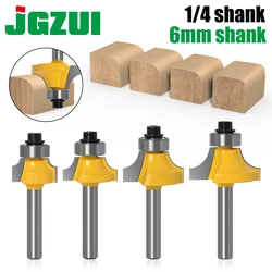 4PCS 6mm shank R3.17 R4.76 R6.35 R7.96Corner Round Over Router Bit with BearingMilling Cutter for Wood Woodwork Tungsten Carbide