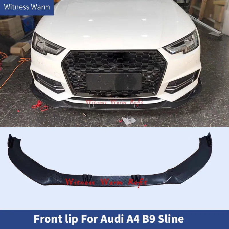 Carbon Fiber Front Bumper Lip Splitters Spoiler for Audi A4 B9 S-line Sport Bumper 2016 2017 2018 2019 Front Shovel