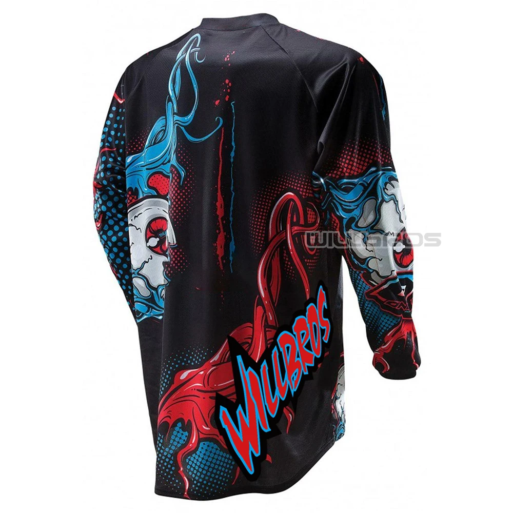 Motocross Offroad Jersey Willbros MTB Bike Long Sleeve MX Dirt Mountain Bicycle Cycling Summer T-shirt Mens