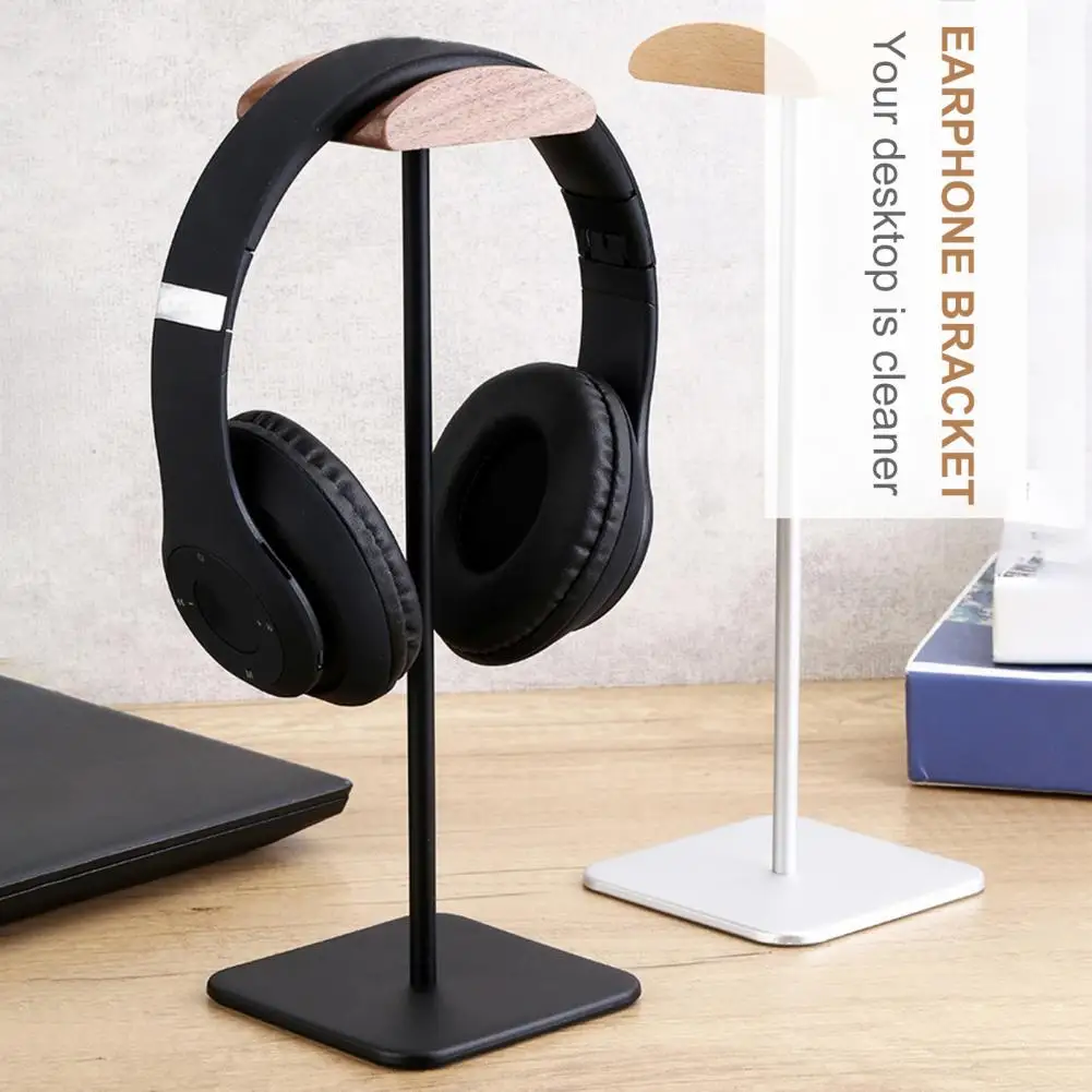 Black Walnut Wood & Aluminum Headphone Stand Nature Walnut Gaming Headset Holder with Solid Metal Base for Table Desk Display