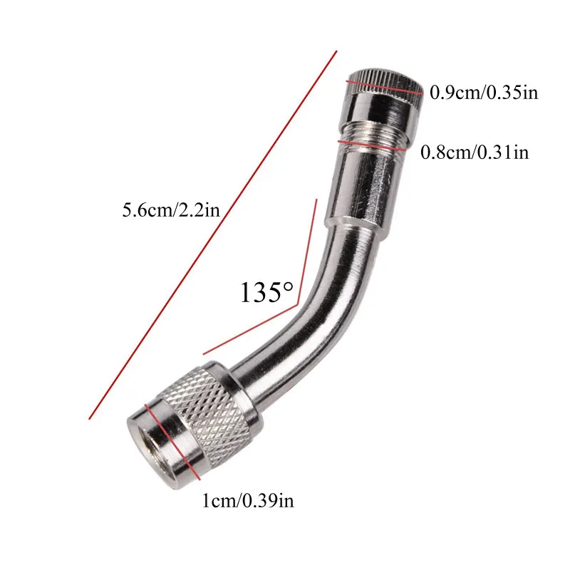 45 degrees 90 degrees 135 degrees angle copper nickel plated motorcycle scooter bike universal Schrader stem extension adapter