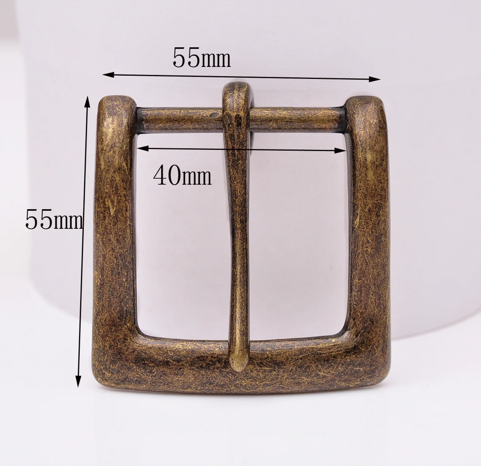 55*55MM (INNER 40 MM)  Retro Brass Two-tone Heavy Square Single Metal Prong Pin Clips Belt Buckle