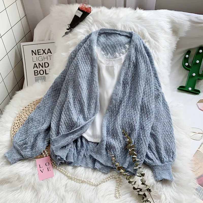 Cardigans Women Knitted Sweater Spring Loose Hollow Out Sun Protection Outwear Female Fashion All-match Solid Cozy Sweet Ulzzang