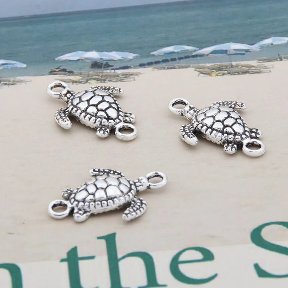 30pcs Silver Color Tortoise Turtle  Charms Animal Connector Pendant Jewelry Making DIY Handmade Accessories Supplies A3399