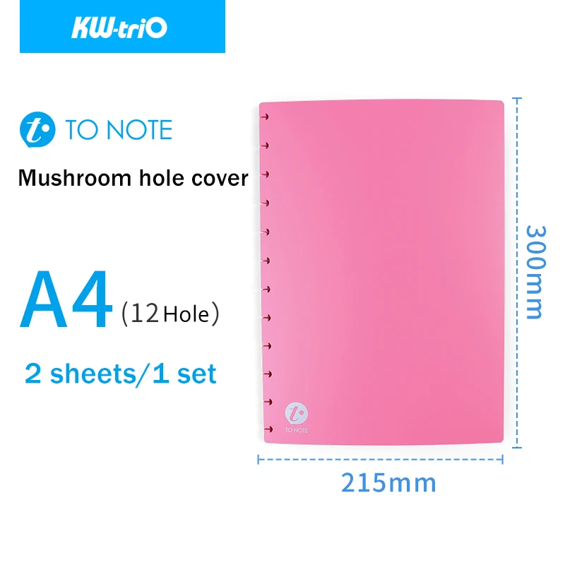 KW-triO A4/B5 Colour Notebook Cover Loose-leaf Binding Notebook Cover PP Binder Notepad Shell Mushroom Hole DIY Planner Supplies