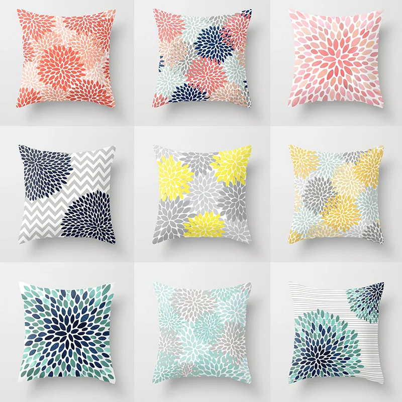 Abstract Red Yellow Blue Floral Pillowcase Modern Fashion Geometric Cushion Cover Livingroom Decor Sofa Couch Throw Pillow Cover