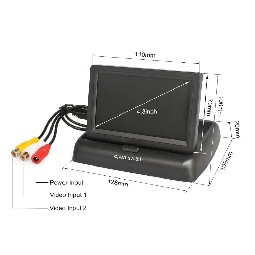 DIYSECUR Wired 4.3inch Car Reversing Camera Kit Backup Car Monitor LCD Display Car Rear View Camera Parking System Kit