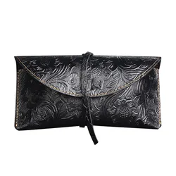 1 pz custodia per occhiali portatile da uomo retrò scatola per occhiali da sole pieghevole in vera pelle porta occhiali scatola per occhiali unisex