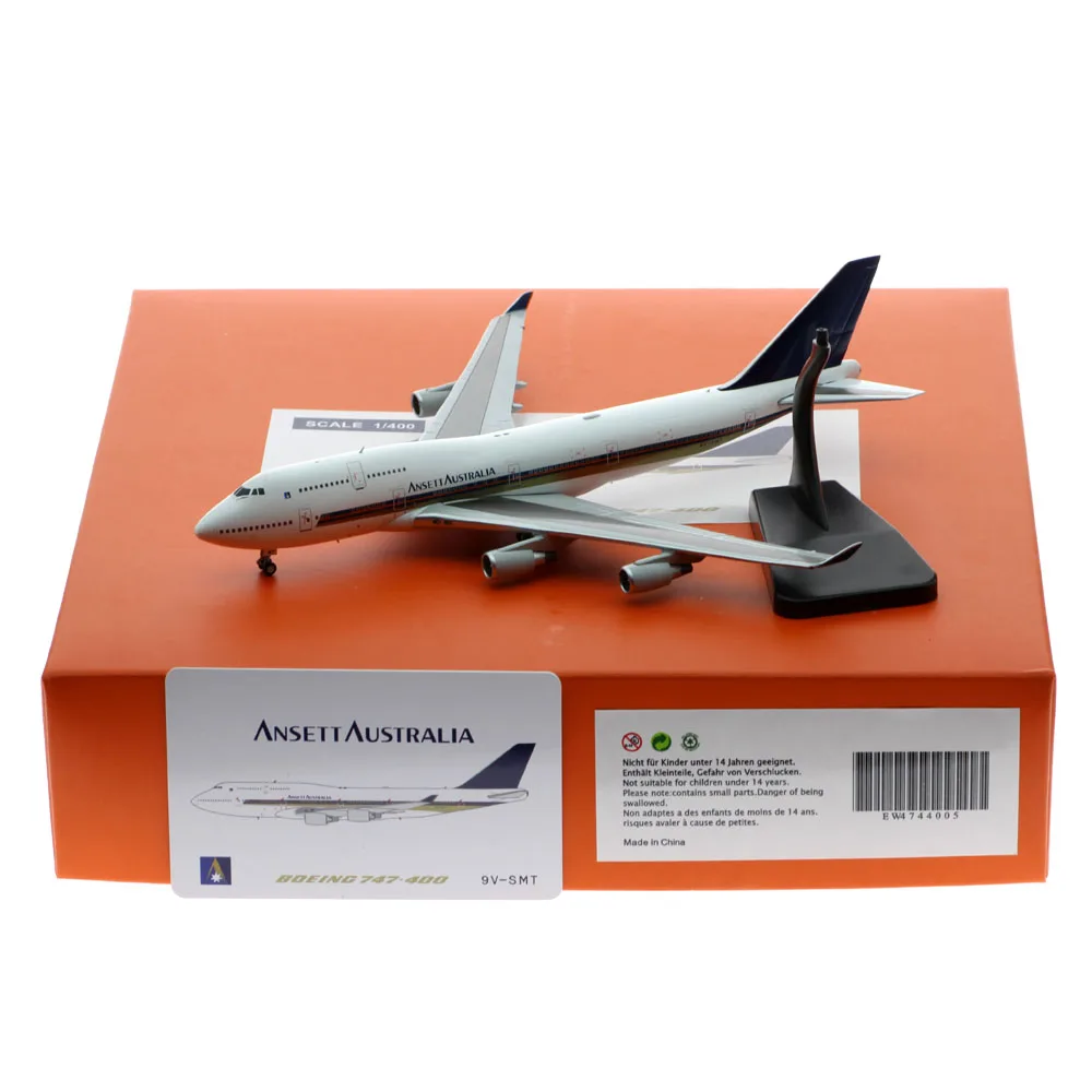 1:400 Alloy Collectible Plane Gift JC Wings EW4744005 Ansett Australia Airlines Boeing 747-400 Diecast Aircraft Jet Model 9V-SMT