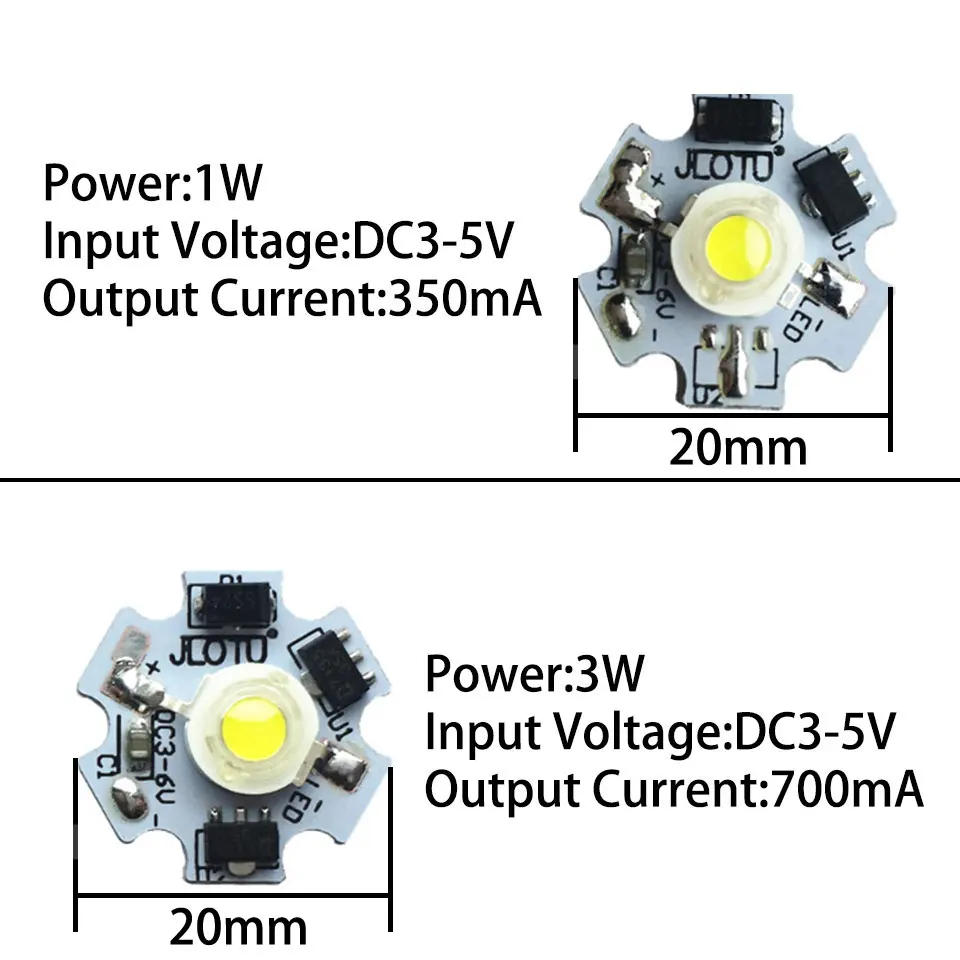 DC3-6V 5-12V 12-24V LED PCB Installed 1W 3W LED Chip SMD COB Doide Warm Natural White Red Green Blue 660nm Growlight USB Lamps