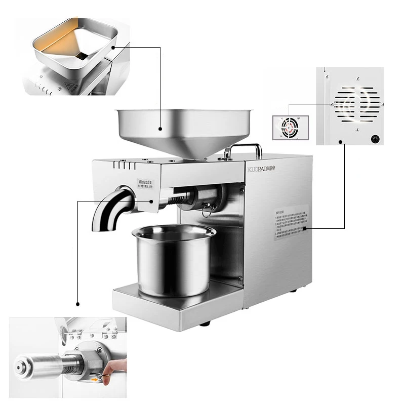 Hoàn Toàn Tự Động Ép Dầu Nhà Đa Năng Ăn Nhỏ Đậu Phộng Hạt Óc Chó Nóng Lạnh Đôi Bóp