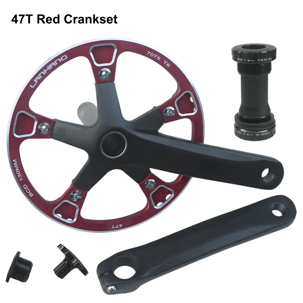 130BCD Rennrad-Kurbelgarnitur Fahrradkurbelsatz 152mm 165mm 170mm Einzelgang-Kurbelarme Tretlager 44T Kettenblatt für Rennräder – Detail 5