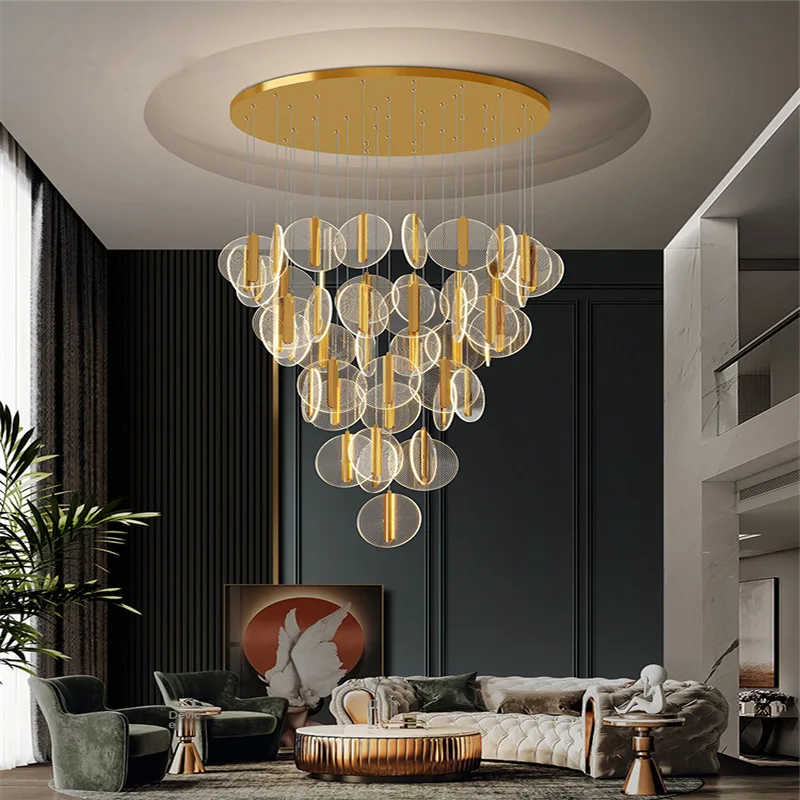 

Staircase chandelier hotel lobby ceiling chandelier simple loft interior modern Nordic long chandelier hall chandelier