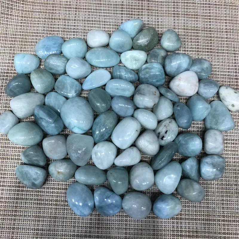 

Natural Polished Quartz Crystal Healing Gemstones Aquamarine Tumbled Stones Reiki Home Decoration