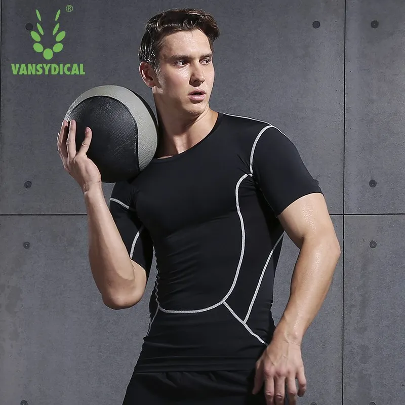 Men Running T-shirt Sports Tees Long and Short Sleeve for Gym Fitness Workout Exercise Jogging Vansydical Sportswear