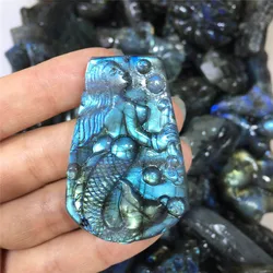 natural Labradorite stone Quartz Crystal hand Carved Owl fox mermaid squirrel