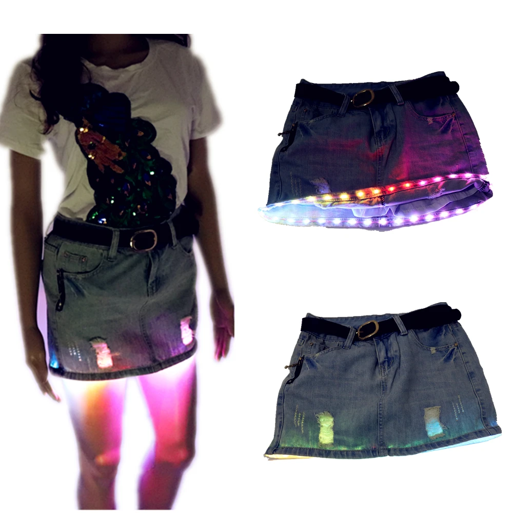 

Fashion Mini LED Sexy Skirt Party Nightclub Mini Skirts Fashion Female Fitted Tight All-over Skirt