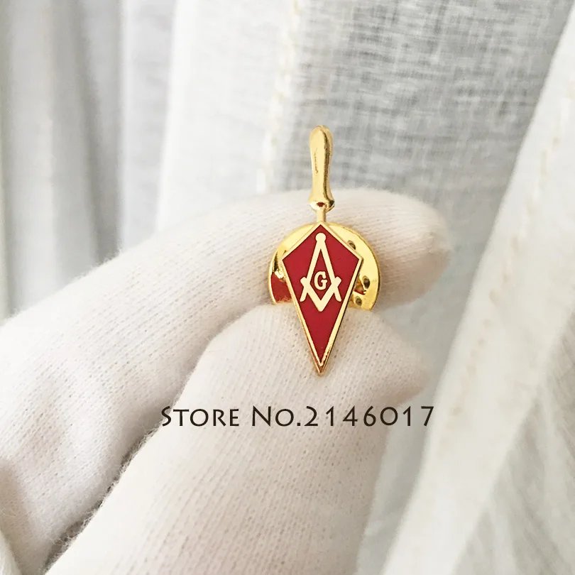 Red Enamel Square and Compass G Lapel pin Trowel Masonic Freemason Tool Masonry fellow Free masons Lodge Badges Brooch