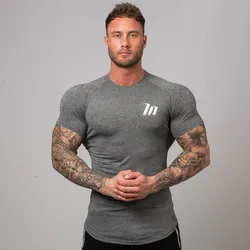 New Compression T-shirt Superelastic Skinny Shirt Men Gyms Fitness Workout Quick dry Tee Tops Male Summer Jogger Sporty Clothing