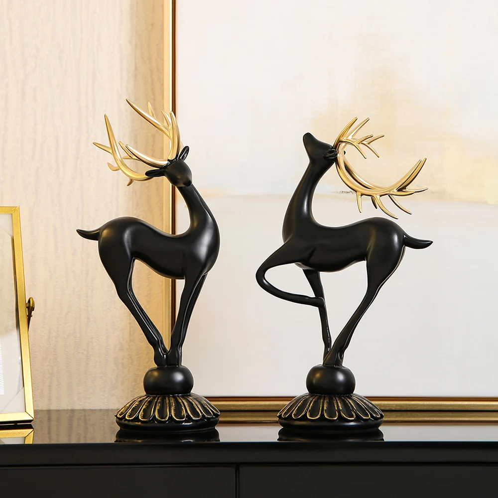 Northern Europe Crystal Ball Deer Statue Home Living Room Decoration Accessories Crafts Sculpture Modern Desktop Ornaments