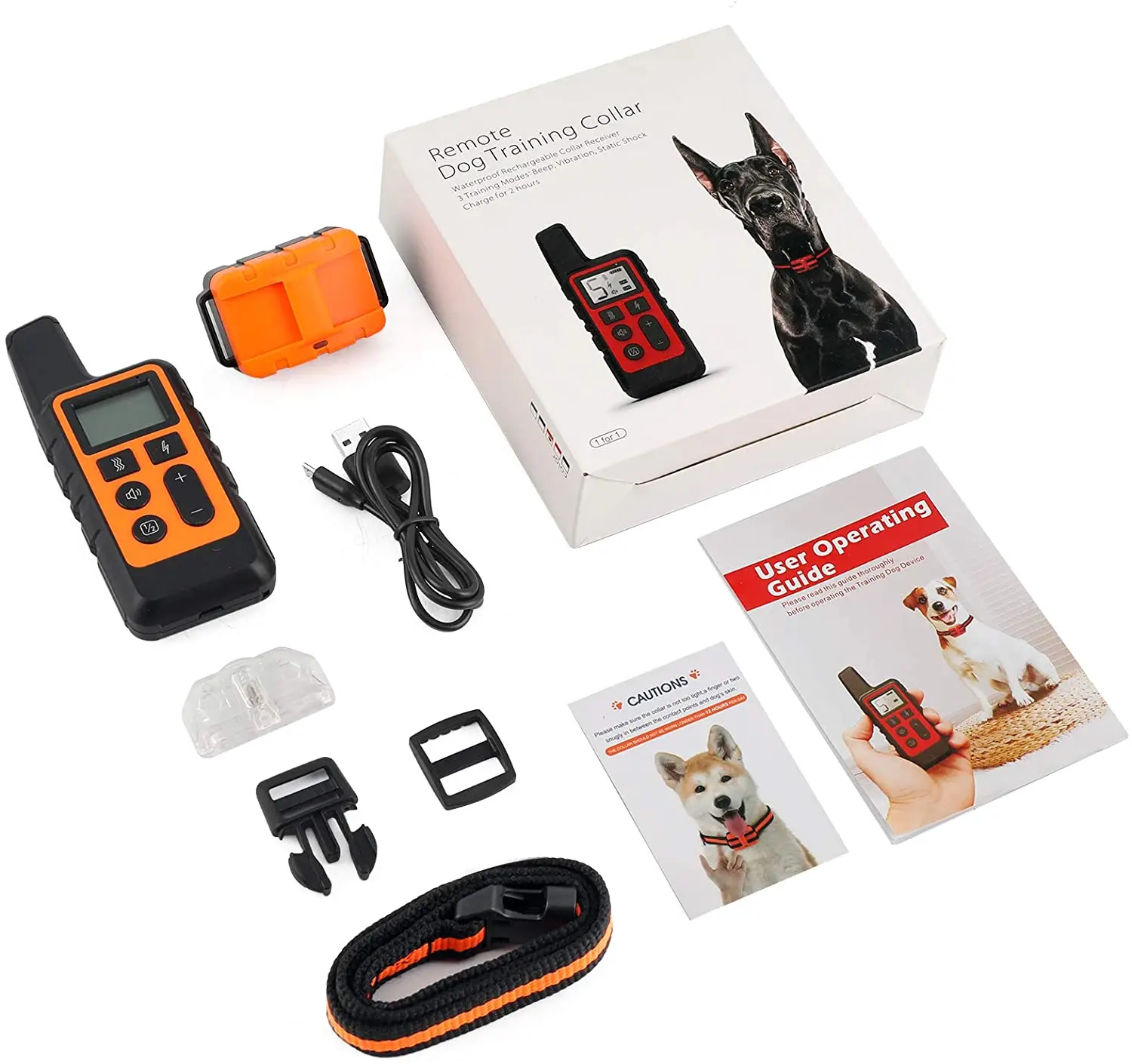 Dog Training Collar Waterproof Rechargeable Shock Collars for Dog with Remote Training Beep Vibration Shock, Electric Dog Collar