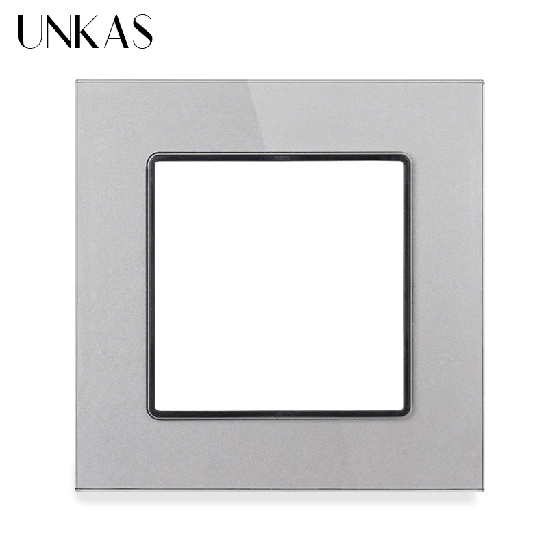 

UNKAS Free Combination DIY Gray Single Tempered Crystal Glass Panel Grey Matching Modules For Wall Socket Switch