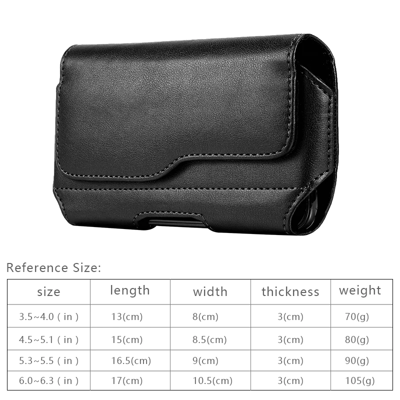 For 3.5 - 6.3 inch Mobile Phone Bag Leather Phone Pouch Belt Clip Phone Case Waist Bag For iPhone 7 8 Plus 11 pro Max Samsung S8