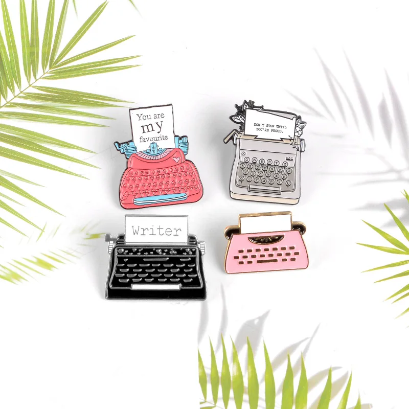 Vintage Typewriter Brooches Retro Classical Office Supplies Writing Machine Soft Enamel Pins Cartoon Badges Lapel Pin Jewelry