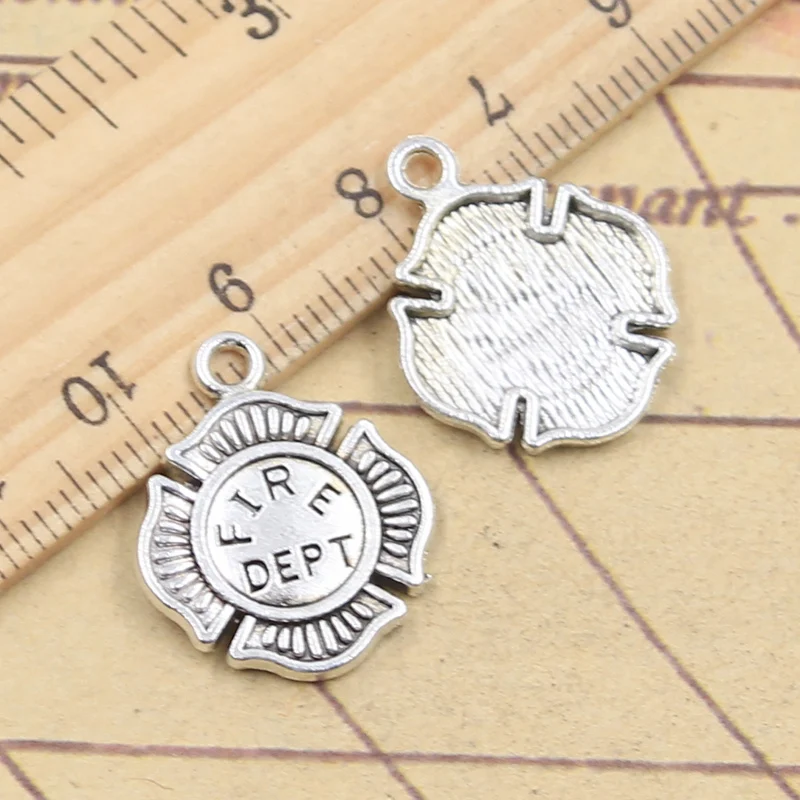 10pcs Charms Fire Dept 22x18mm Tibetan Silver Color Pendants Antique Jewelry Making DIY Handmade Craft