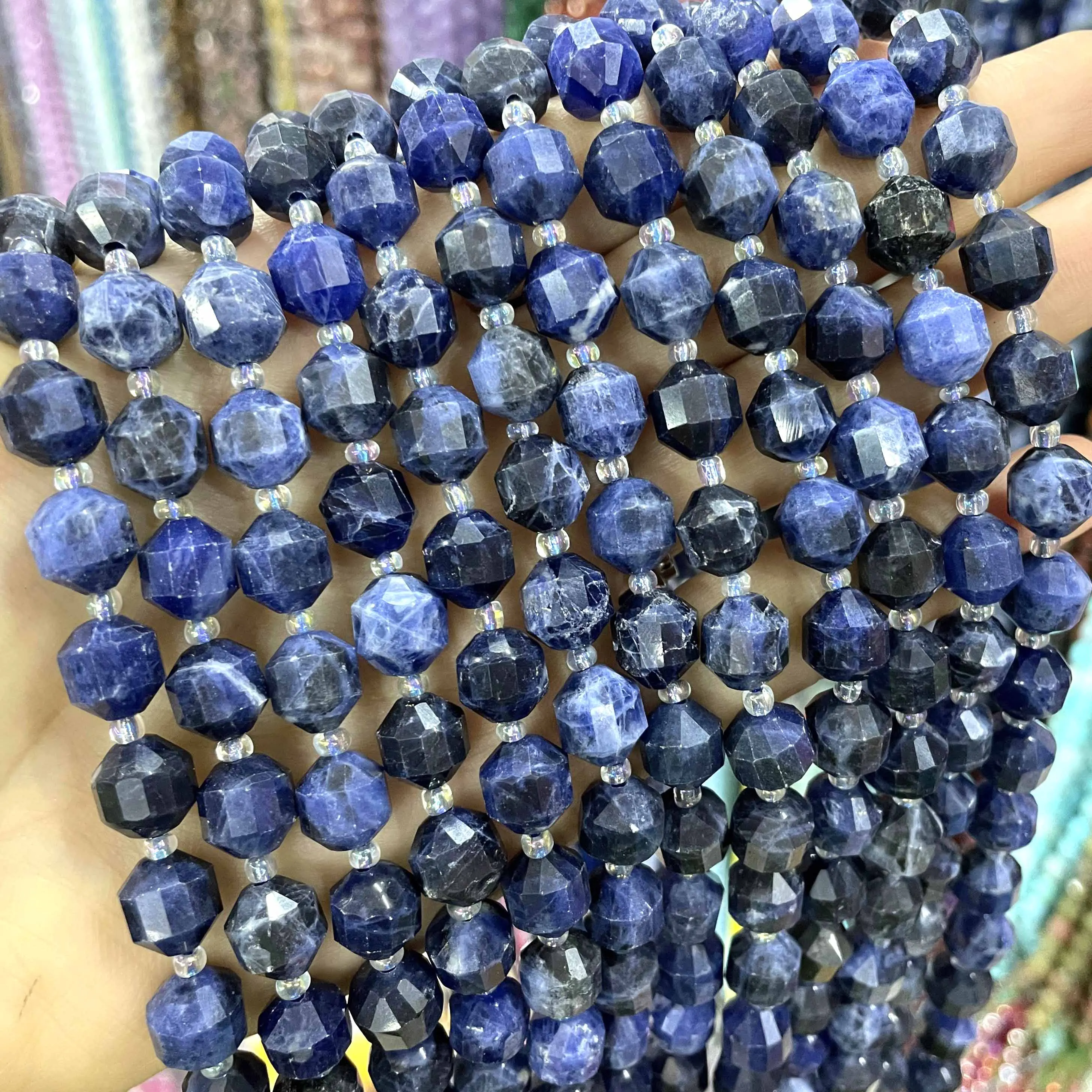 Natural 8 10mm Faceted Lapis Lazuli Tiger Eye Agates Opal Jaspers Quartz Stone Beads For Jewelry Making DIY Bracelet Accessories