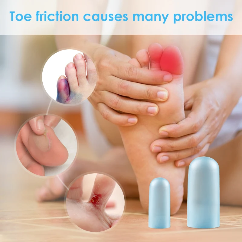 Transparent Blue Toe Protector Silicone Gel Thumb Cover Prevent Blisters Corns Nail Tool Injured Ingrown Hammer Finger Foot Care