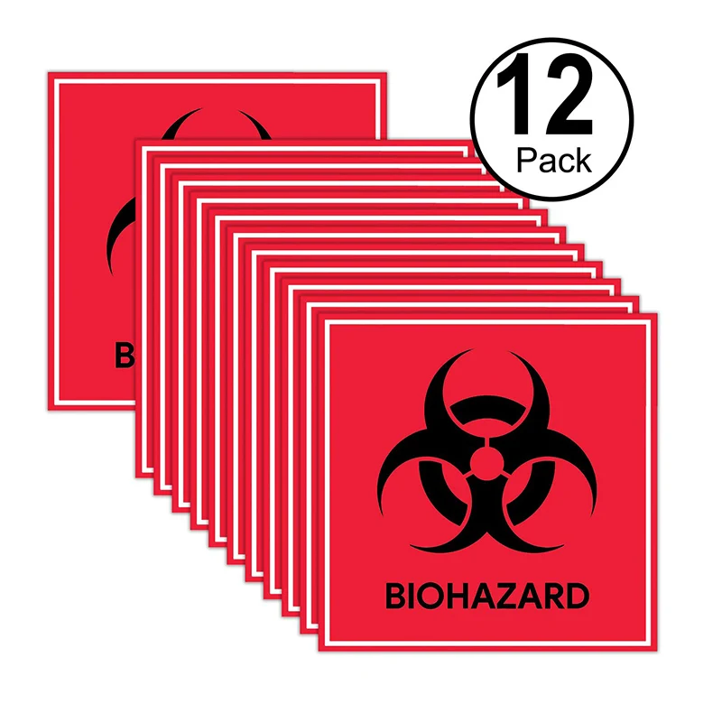 

Biohazard Warning Label Stickers Sign Red Caution Decal Danger Symbol Label Waterproof For Labs Hospitals Industrial Use 12 PCS