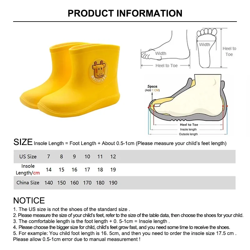 Rubber boots Children shoes rain boots kids shoes animals cartoon water shoes waterproof toddler rainboots non-slip