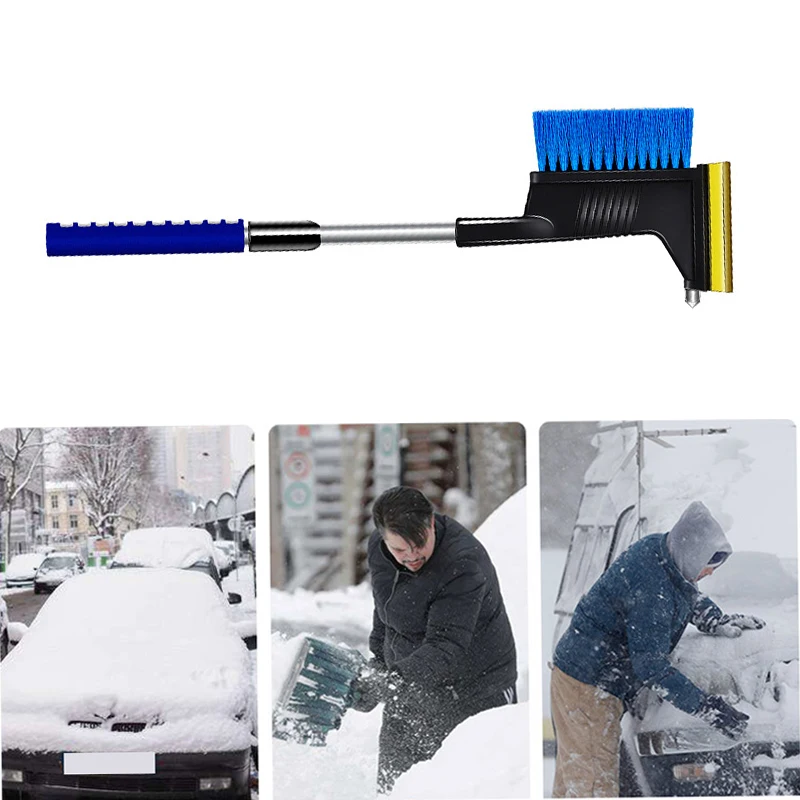 

1pcs Car Removal Glass Snow Retractable Shovel With Safety Hammer Remove Frost Clean Brush Winter Ice Scraper Automobile Parts