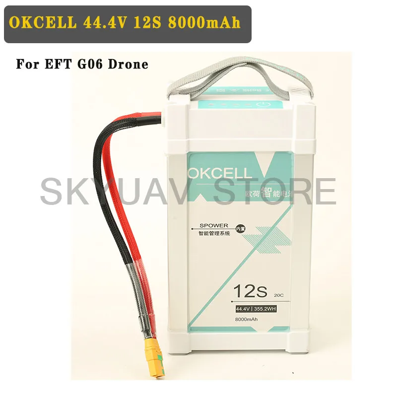 Oryginalny OKCELL 44.4V 12S 8000mah baterii 정품 배터리UAV bateria w locie 20C dla EFT G06 Drone