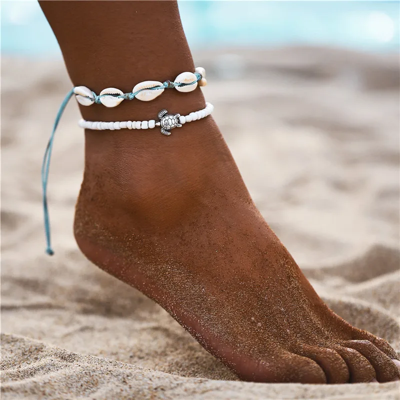 2024 New Fashion Bohemian Shell Anklets for Women  Rope Bracelet on Leg Conch Adjustable Chain Anklet Beach Foot  Jewelry