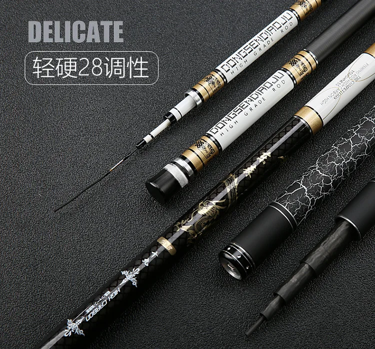 

New 3.6/3.9/4.5/4.8/5.4/5.7/6.3/7.2/8.1m fishing rod ultralight superhard carbon carp fishing pole 28tune long section fish gear