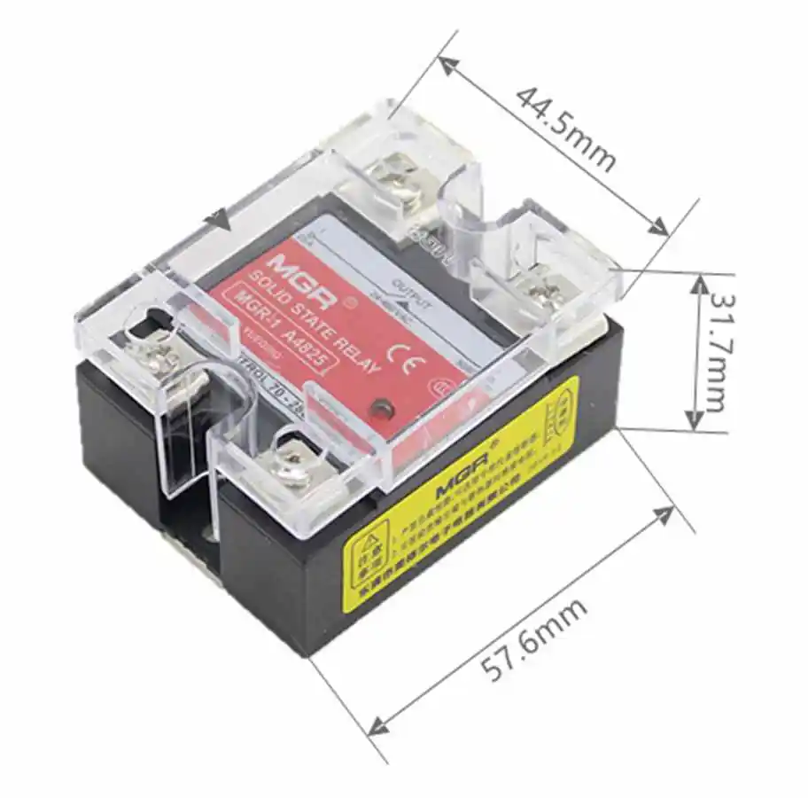 AC-AC SSR 10/25/40/60/80/100A 70-280VAC Input to 24-480VAC Output Single Phase Solid State Relay