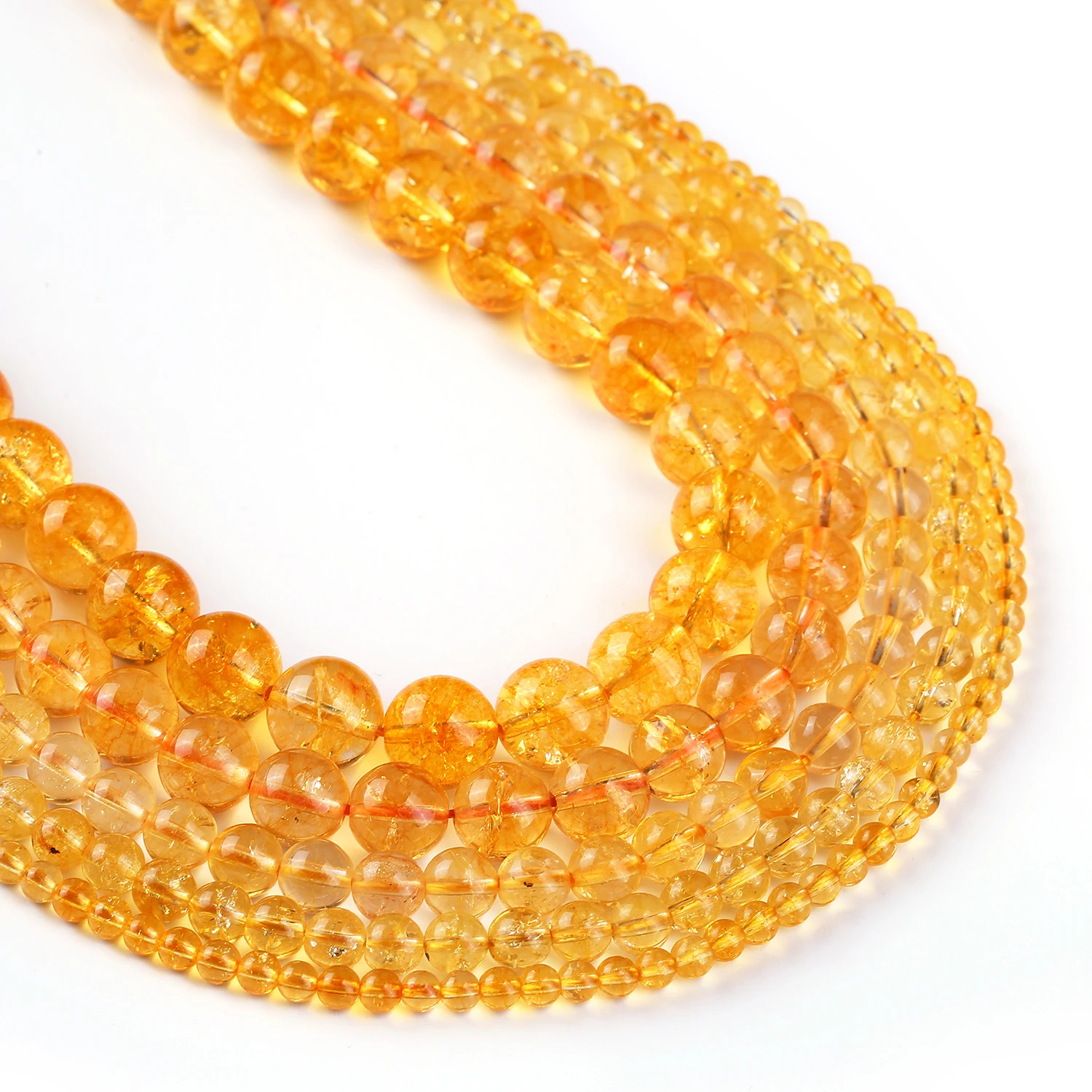 

Natural Citrine Beads, Full 15" Strand Natural Round Wholesale 4mm 6mm 8mm 10mm 12mm