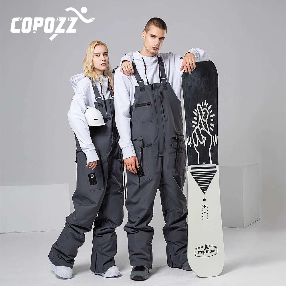 Snowboard Back Ski Pants Windproof Waterproof Pure Color Overalls Ski Pants All-in-one Men and Women Outdoor Skiing Equipment