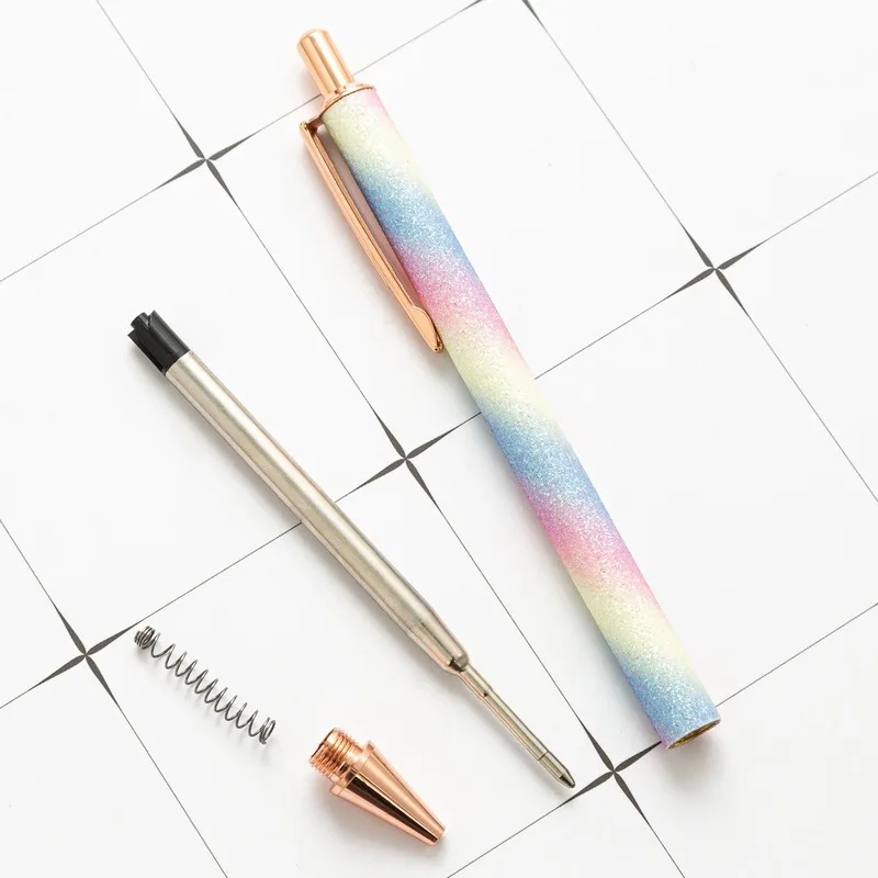 1pc Pen Shiny Ballpoint Pen Luxury Cute Wedding Rose Gold Metal Stationery School Office Supply High Quality Spinning